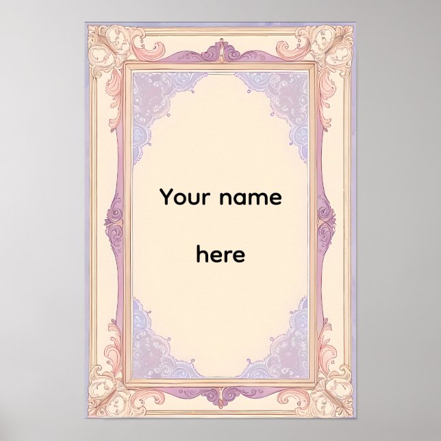 Elegant Lavender Ornate Vintage Frame Poster (Vorne)
