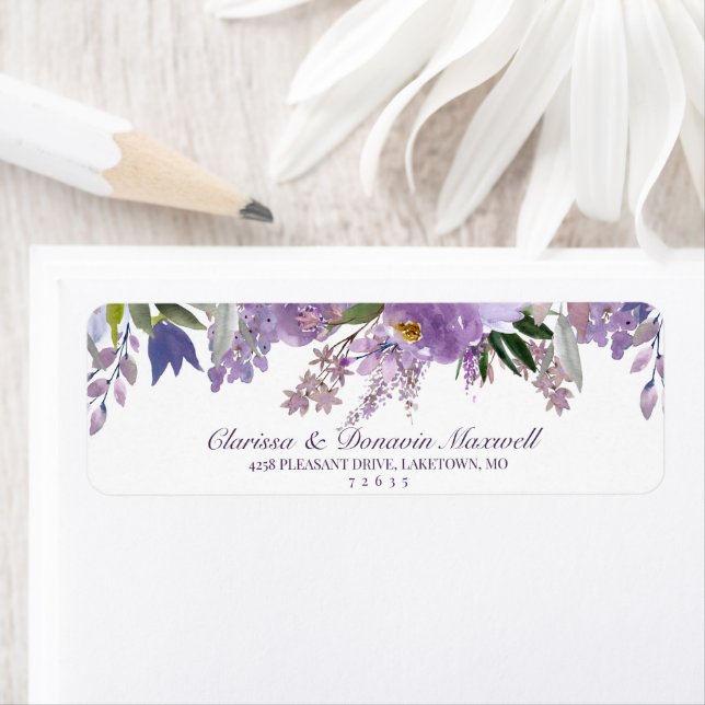 Elegant Lavender Purple Floral Return Address (Insitu)