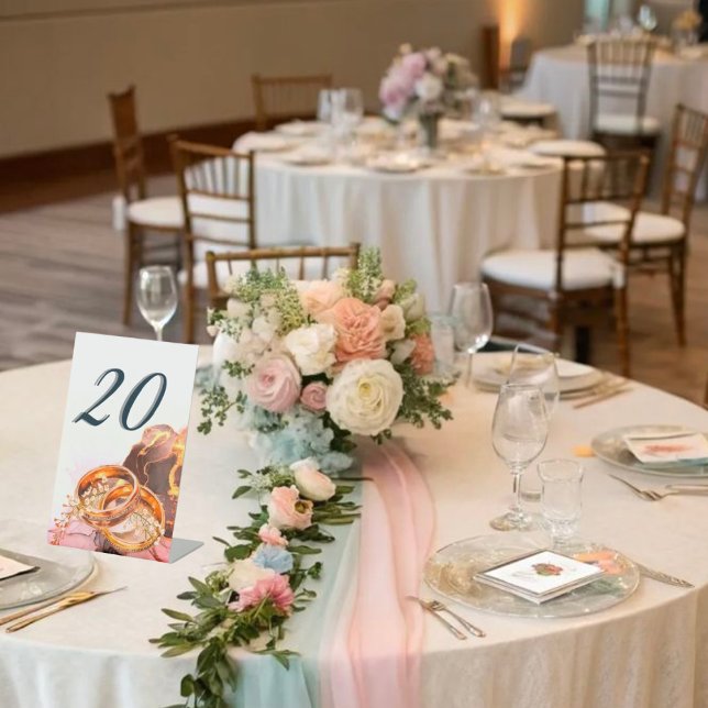  Elegant Lavender Purple Floral Wedding Table Numb Sockelschild (Von Creator hochgeladen)