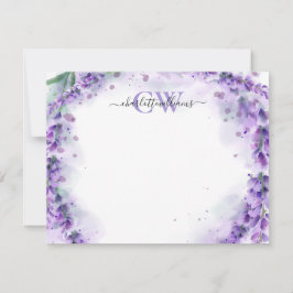 Elegant Lavender Scipt Monogram Mitteilungskarte
