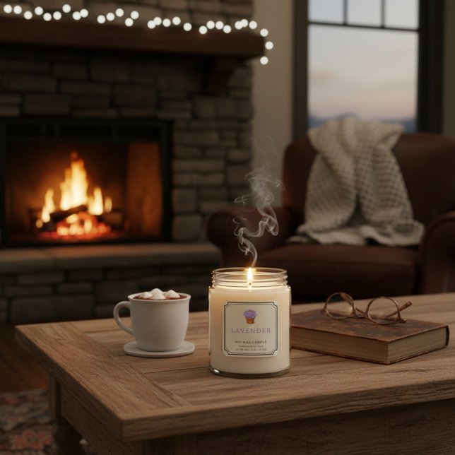 Elegant Lavender Soy Wax Candle Business Label Quadratischer Aufkleber (Von Creator hochgeladen)