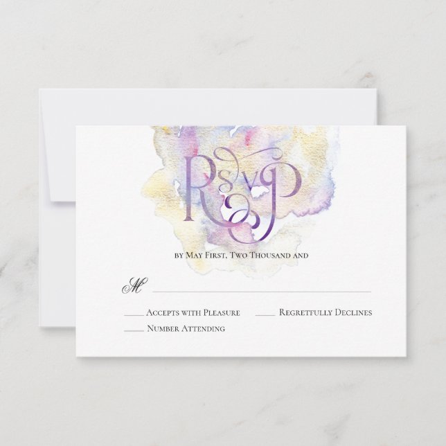 Elegant Lavender Splash Wedding RSVP (Vorderseite)