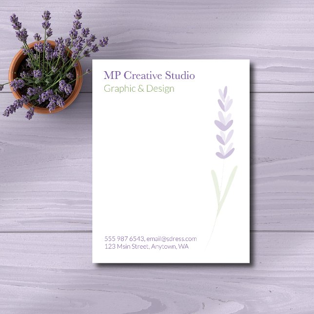 Elegant Lavender Sprig Botanical Design Briefbogen (Von Creator hochgeladen)