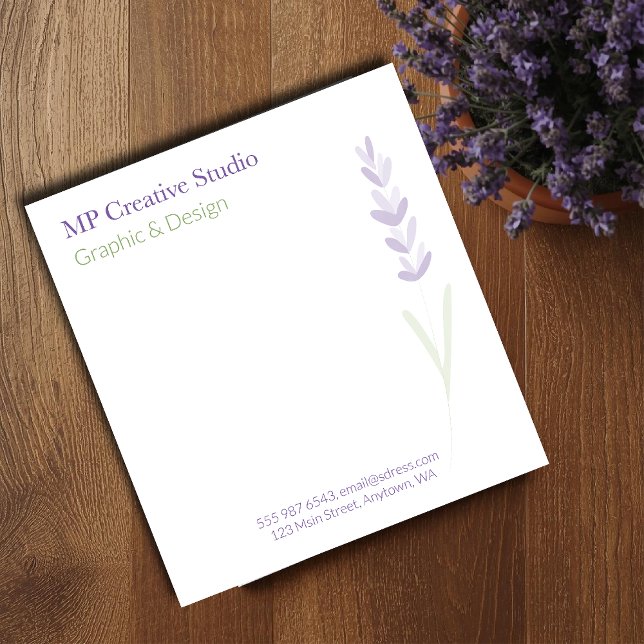 Elegant Lavender Sprig Botanical Design Notizblock (Von Creator hochgeladen)