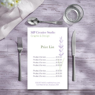 Elegant Lavender Sprig Botanical Design Price List Flyer