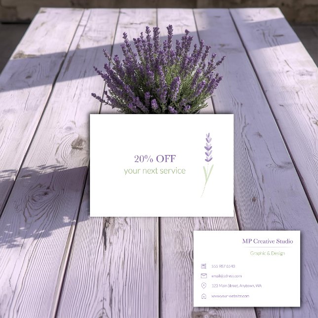 Elegant Lavender Sprig Botanical Design Rabattkarte (Von Creator hochgeladen)
