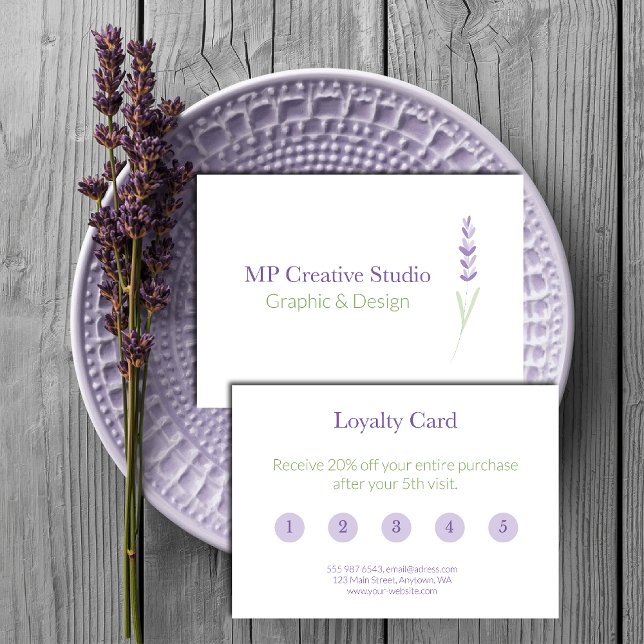 Elegant Lavender Sprig Botanical Design Treuekarte (Von Creator hochgeladen)