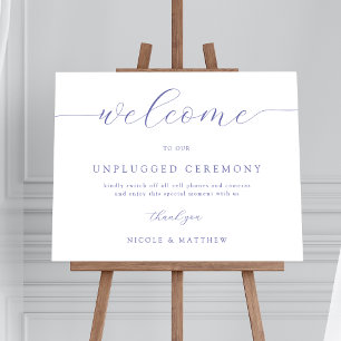 Elegant Lavender Unplugged Wedding Welcome Sign Poster