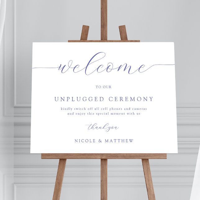 Elegant Lavender Unplugged Wedding Welcome Sign Poster (Von Creator hochgeladen)