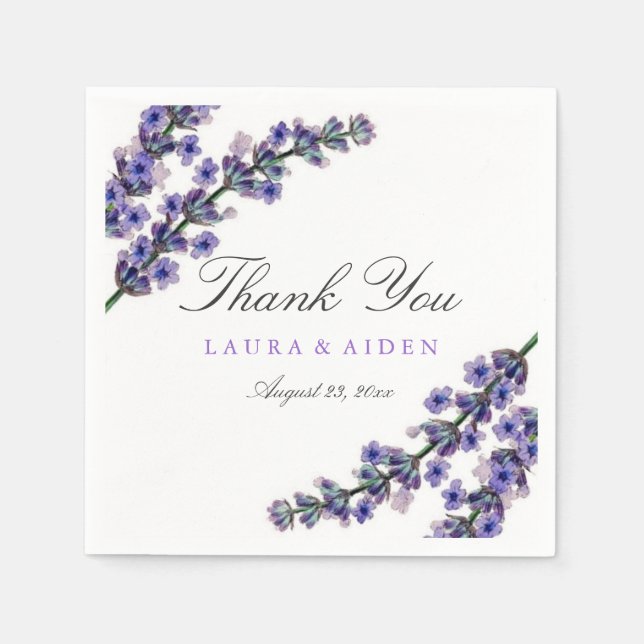 Elegant Lavender Vielen Dank, Wedding Napkin Serviette (Vorderseite)