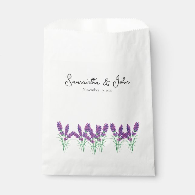 Elegant Lavender Wedding Guest Favor Bag Geschenktütchen (Vorderseite)