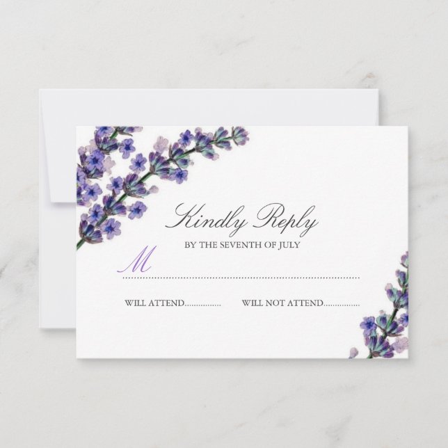 Elegant Lavender Wedding RSVP (Vorderseite)