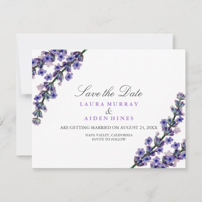 Elegant Lavender Wedding speichern das Datum Save The Date (Vorderseite)