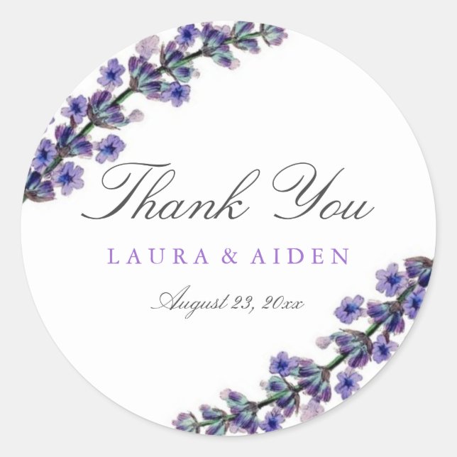 Elegant Lavender Wedding Stickers (Vorderseite)