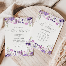 Elegant lavender wildflower wedding einladung