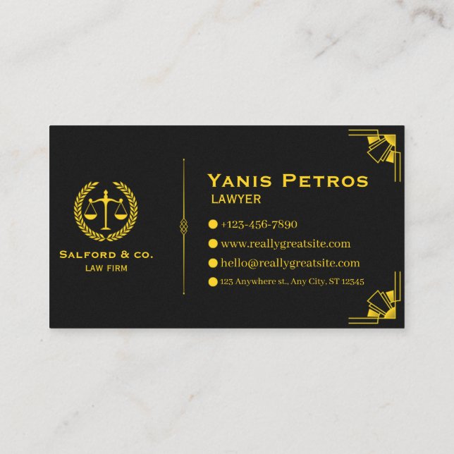 Elegant Law & Justice Business Card | Attorney  Visitenkarte (Rückseite)