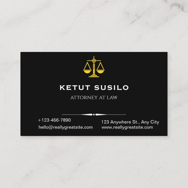 Elegant Lawyer Business Card | Attorney & Legal  Visitenkarte (Rückseite)
