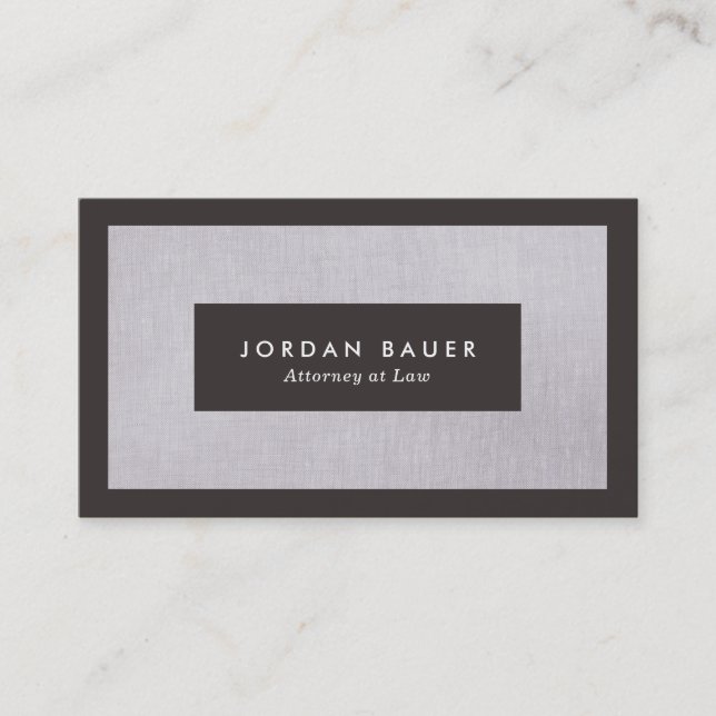 Elegant Lawyer Gray Linen Beruflich Visitenkarte (Vorderseite)