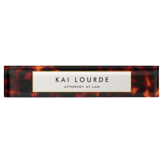 Elegant Lawyer Tortoiseshell Schreibtisch Namenssc Namensplakette (Vorderseite)