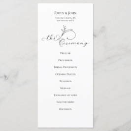 Elegant Leaf Black Script Typografy Wedding Programm