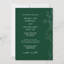 Elegant Leaf Emerald Green Wedding Einladung