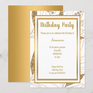 ELEGANT LEAF LAYER GOLD JEDEN ANLASS GEBURTSTAG EINLADUNG