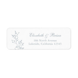 Elegant Leafy Branch Blue Script Wedding Address