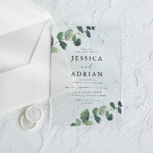Elegant Leafy Green Wedding Acryleinladungen