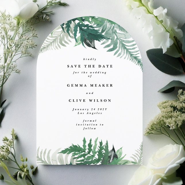 Elegant Leafy Greenery Arch Save the Date Einladung (Von Creator hochgeladen)