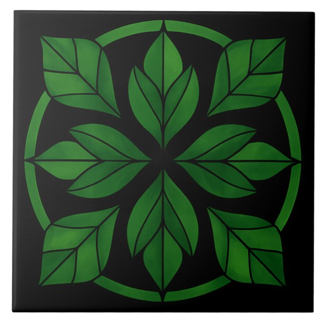 Elegant Leaves Pattern Ceramic Tile Fliese (Vorderseite)