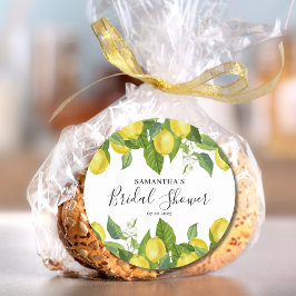 Elegant Lemon Citrus Brautparty Runder Aufkleber