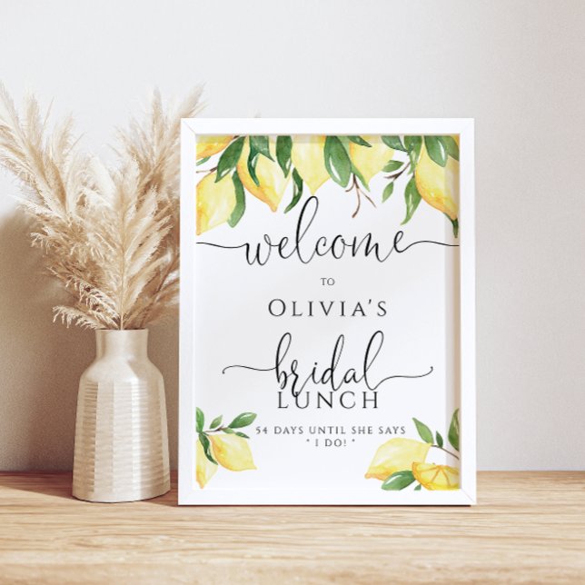 Elegant Lemon Citrus Bridal Mittagessen Willkommen Poster (Von Creator hochgeladen)