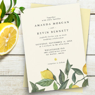 Elegant Lemon Citrus Greenerity Wedding Einladung