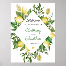 Elegant Lemon Citrus Italien Hochzeit Begrüßungsze Poster