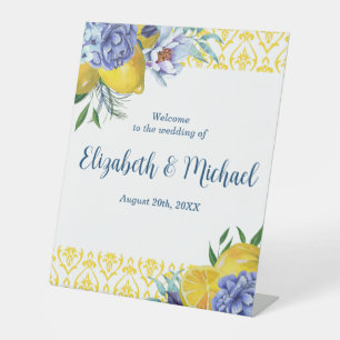 Elegant Lemon Floral Wedding Welcome Sockelschild