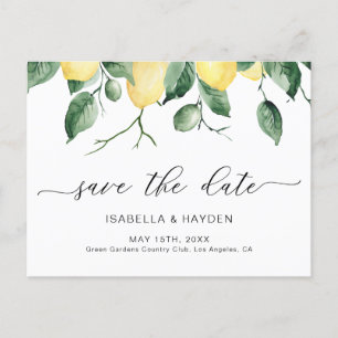 Elegant Lemon Fruit Watercolor Boho Save the Date Ankündigungspostkarte