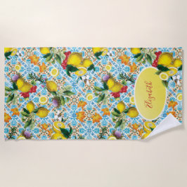 Elegant Lemon Mit Monogramm Strandtuch