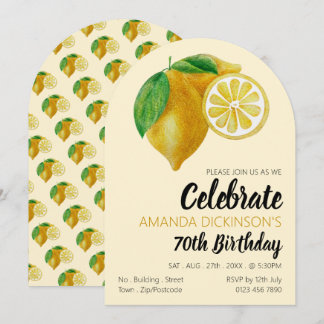 Elegant Lemon Sketch Birthday Einladung