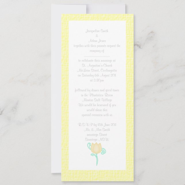 ELEGANT LEMON YELLOW TULIP WEDING INVITATION EINLADUNG (Vorderseite)