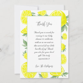 Elegant Lemons Baby Shower Dankeskarte