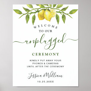 Elegant Lemons floral Unplugged Hochzeitfeier Poster