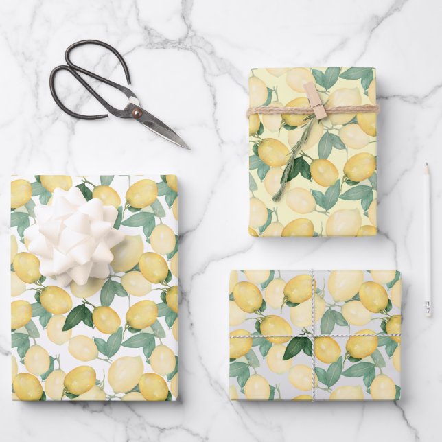 Elegant Lemons Geschenkpapier Set (Vorderseite)