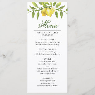 Elegant Lemons Greenerity Hochzeitsessen Menükarte