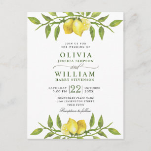 Elegant Lemons Greenerity Wedding Einladung Postkarte