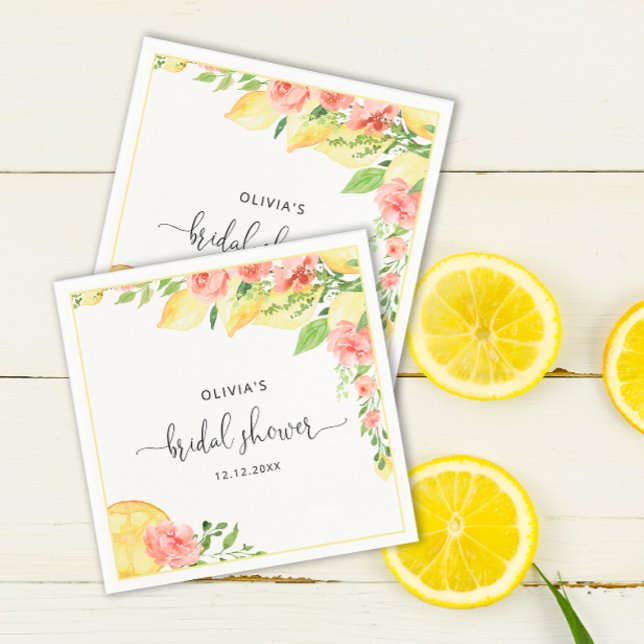 Elegant Lemons Greenery Brautparty Napkins Serviette (Von Creator hochgeladen)