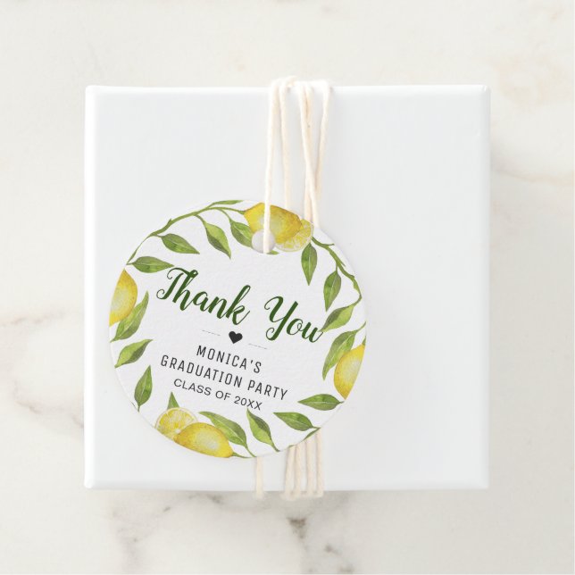 Elegant Lemons Greenery Chic Abschluss Vielen Dank Geschenkanhänger (Beispiel)