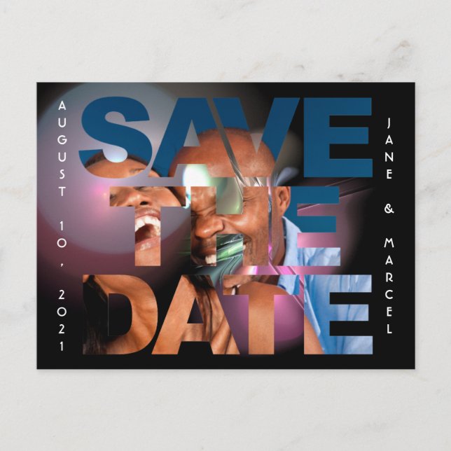 Elegant Lens Flare Wedding Foto Save the Date Postkarte (Vorderseite)