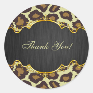 Elegant Leopard bedankt sich bei Hochzeitskleber Runder Aufkleber