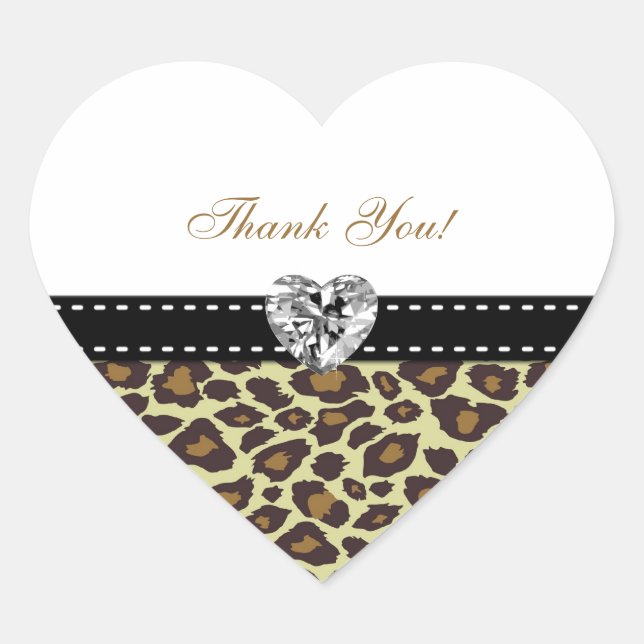 Elegant Leopard Danke Stickers mit Diamond (Vorderseite)