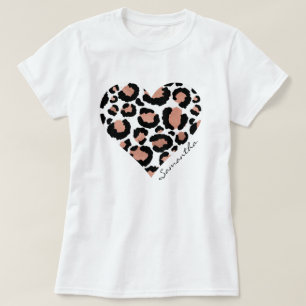Elegant Leopard Herzname T-Shirt